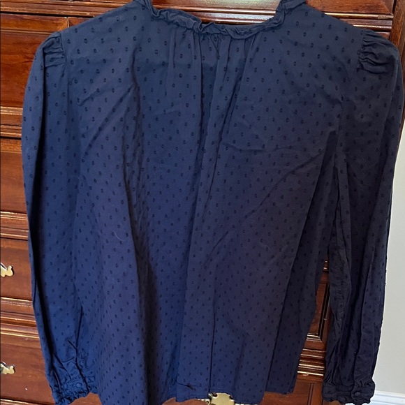 LOFT Dark Blue Ruffled Blouse - Picture 2 of 6